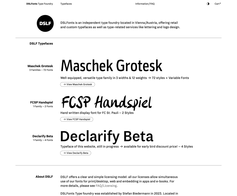 DSL Fonts website screenshot